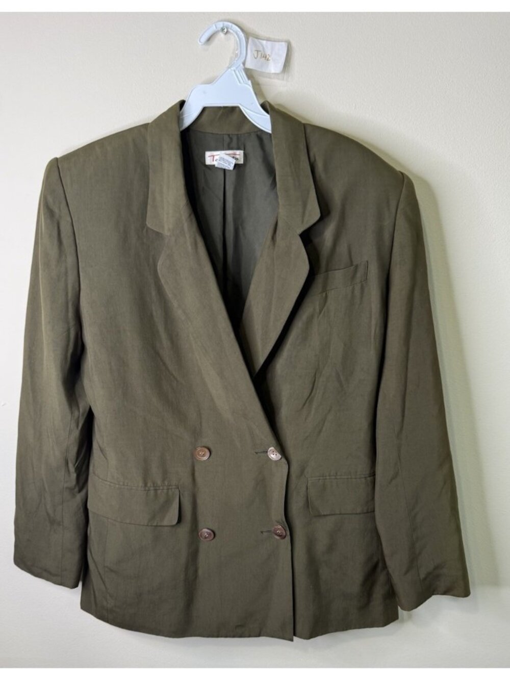 Vintage 90s Silk Blazer Jacket Double Breasted Oversized Clean Girl